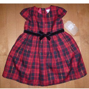 Baby Girls FOREVER ME Plaid Christmas Holiday Party Dress Size 18 Mo 24 Mo  NWT